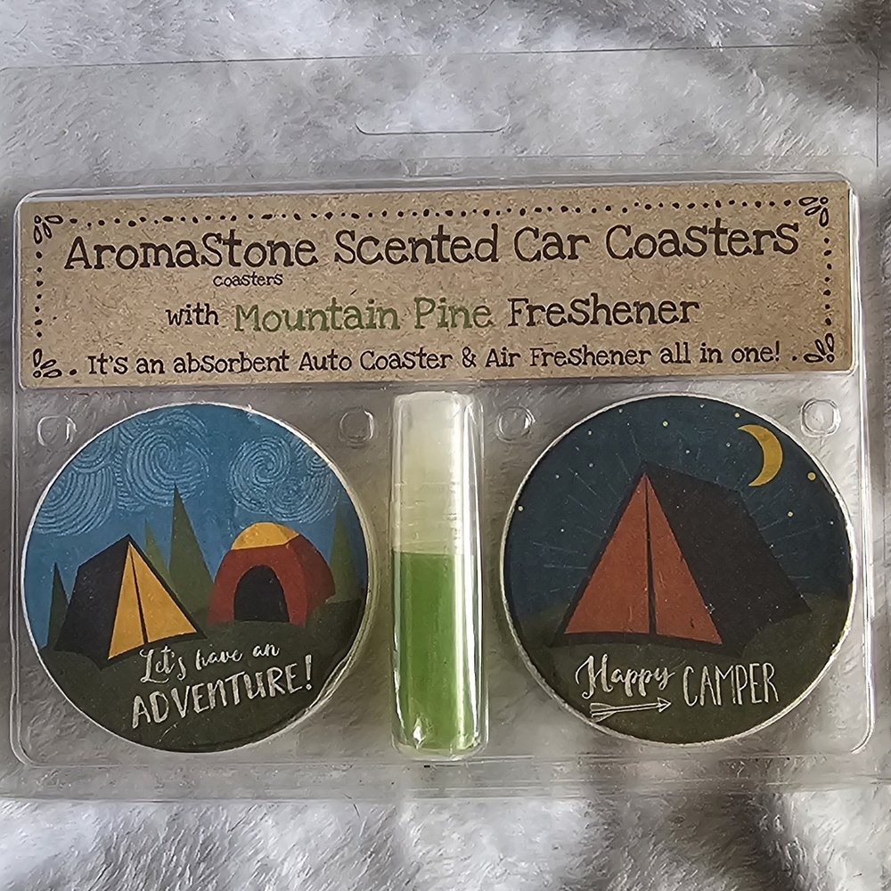 Let's have an Adventure AromaStone Scented Car Coasters with Pine Freshener